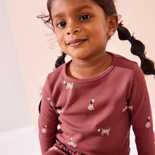 Load image into Gallery viewer, Burgundy Red Dog Cotton Rich Long Sleeve Rib T-Shirt (3mths-6yrs)