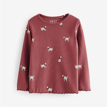 Load image into Gallery viewer, Burgundy Red Dog Cotton Rich Long Sleeve Rib T-Shirt (3mths-6yrs)