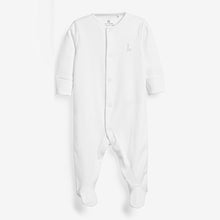 Load image into Gallery viewer, White Cotton Baby Sleepsuits 3 Pack (0-18mths)
