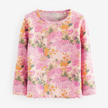 Load image into Gallery viewer, Pink Vintage Floral Cotton Rich Long Sleeve Rib T-Shirt (3mths-7yrs)
