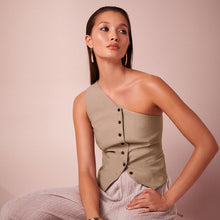Load image into Gallery viewer, Mink Brown One Shoulder Waistcoat