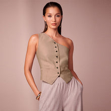 Load image into Gallery viewer, Mink Brown One Shoulder Waistcoat