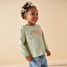 Load image into Gallery viewer, Green Love Slogan 100% Cotton Long Sleeve T-Shirt (3mths-6yrs)