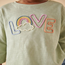 Load image into Gallery viewer, Green Love Slogan 100% Cotton Long Sleeve T-Shirt (3mths-6yrs)
