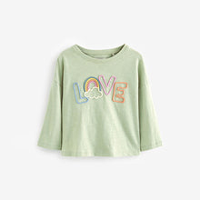 Load image into Gallery viewer, Green Love Slogan 100% Cotton Long Sleeve T-Shirt (3mths-6yrs)