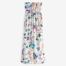 Load image into Gallery viewer, White Bright Floral Multiway Halter-Tie Bandeau Wide Leg Jumpsuit