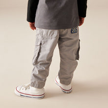 Load image into Gallery viewer, Grey Badged Lined 100% Cotton Cargo Trousers (3mths-6yrs)