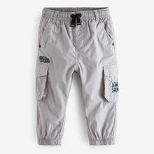 Load image into Gallery viewer, Grey Badged Lined 100% Cotton Cargo Trousers (3mths-6yrs)