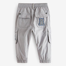Load image into Gallery viewer, Grey Badged Lined 100% Cotton Cargo Trousers (3mths-6yrs)