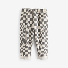Load image into Gallery viewer, Grey/White Checkerboard Side Pocket 100% Cotton Pull On Trousers (3mths-6yrs)