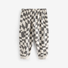 Load image into Gallery viewer, Grey/White Checkerboard Side Pocket 100% Cotton Pull On Trousers (3mths-6yrs)