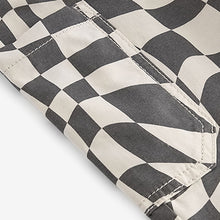 Load image into Gallery viewer, Grey/White Checkerboard Side Pocket 100% Cotton Pull On Trousers (3mths-6yrs)