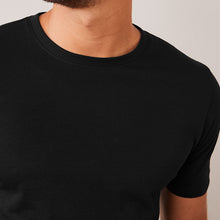 Load image into Gallery viewer, Black Slim Fit Essential 100% Cotton Crew Neck T-Shirt