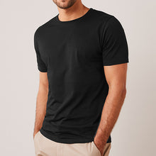 Load image into Gallery viewer, Black Slim Fit Essential 100% Cotton Crew Neck T-Shirt