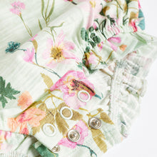 Load image into Gallery viewer, Lilac Purple/Sage Green Floral Baby Bloomer Rompers 3 Pack