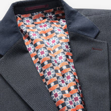 Load image into Gallery viewer, Navy Blue Regular Fit Trimmed Textured Suit Jacket