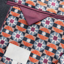 Load image into Gallery viewer, Navy Blue Regular Fit Trimmed Textured Suit Jacket