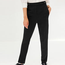 Load image into Gallery viewer, Black Tailored Elastic Back Straight Leg Trousers