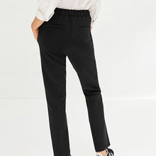 Load image into Gallery viewer, Black Tailored Elastic Back Straight Leg Trousers