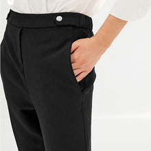 Load image into Gallery viewer, Black Tailored Elastic Back Straight Leg Trousers