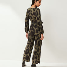 Load image into Gallery viewer, Khaki Green Long Sleeve Plisse Jumpsuit