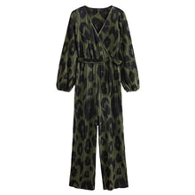 Load image into Gallery viewer, Khaki Green Long Sleeve Plisse Jumpsuit