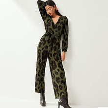 Load image into Gallery viewer, Khaki Green Long Sleeve Plisse Jumpsuit