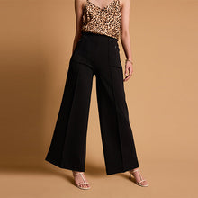 Load image into Gallery viewer, Black Tailored Ponte Wide Trousers
