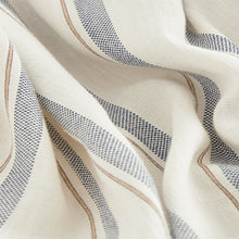 Load image into Gallery viewer, White/Blue Stripe Ruffle Sleeve V-Neck Linen Blend Summer Dress