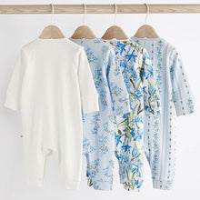 Load image into Gallery viewer, Blue Baby 100% Cotton Footless Sleepsuits 4 Pack (0mths-18mt)