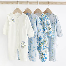 Load image into Gallery viewer, Blue Baby 100% Cotton Footless Sleepsuits 4 Pack (0mths-18mt)