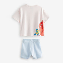 Load image into Gallery viewer, Blue Disney Little Mermaid 100% Cotton T-Shirt and Cycle Shorts Set