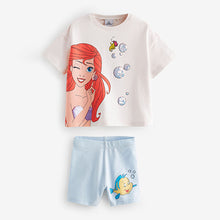 Load image into Gallery viewer, Blue Disney Little Mermaid 100% Cotton T-Shirt and Cycle Shorts Set