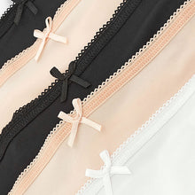 Load image into Gallery viewer, Black/White/Nude Thong Microfibre Knickers 5 Pack