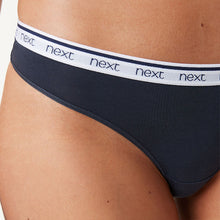 Load image into Gallery viewer, Pink/Blue Stripe Thong Cotton Rich Logo Knickers 4 Pack