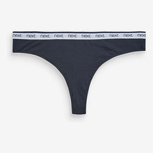 Load image into Gallery viewer, Pink/Blue Stripe Thong Cotton Rich Logo Knickers 4 Pack
