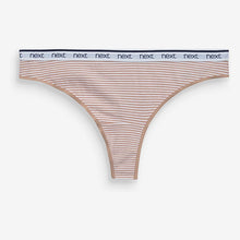 Load image into Gallery viewer, Pink/Blue Stripe Thong Cotton Rich Logo Knickers 4 Pack