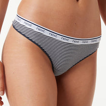 Load image into Gallery viewer, Pink/Blue Stripe Thong Cotton Rich Logo Knickers 4 Pack