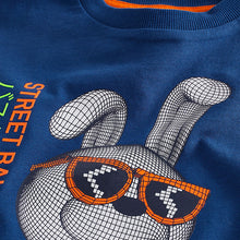 Load image into Gallery viewer, Blue Basketball Bunny Short Sleeve Graphic T-Shirt (3-12yrs)
