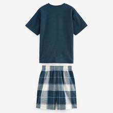 Load image into Gallery viewer, Blue/ Grey 2 Pack Check Woven Bottoms (4-12yrs)