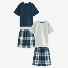 Load image into Gallery viewer, Blue/ Grey 2 Pack Check Woven Bottoms (4-12yrs)