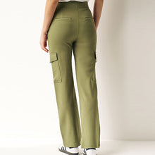 Load image into Gallery viewer, Khaki Green Ponte Utility Cargo Trousers