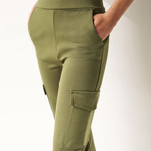 Load image into Gallery viewer, Khaki Green Ponte Utility Cargo Trousers
