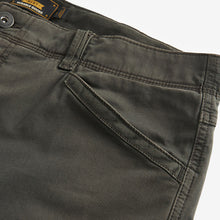 Load image into Gallery viewer, Dark Khaki Green Slim Fit Zip Detail Stretch Cargo Trousers