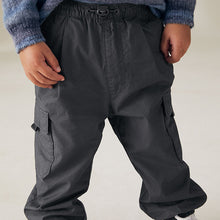 Load image into Gallery viewer, Charcoal Grey Lined Baggy Cargo Trousers with Toggle (3mths-6yrs)