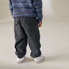 Load image into Gallery viewer, Charcoal Grey Lined Baggy Cargo Trousers with Toggle (3mths-6yrs)
