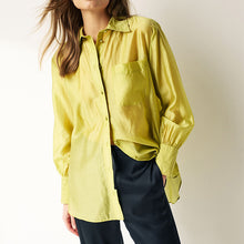 Load image into Gallery viewer, Green Sheer Long Sleeve Oversized Shirt