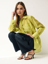 Load image into Gallery viewer, Green Sheer Long Sleeve Oversized Shirt