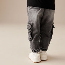 Load image into Gallery viewer, Grey Denim Comfort Cargo Jeans (3mths-6yrs)