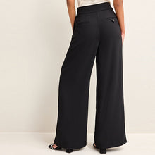 Load image into Gallery viewer, Black Tailored Crepe Super Wide Trousers